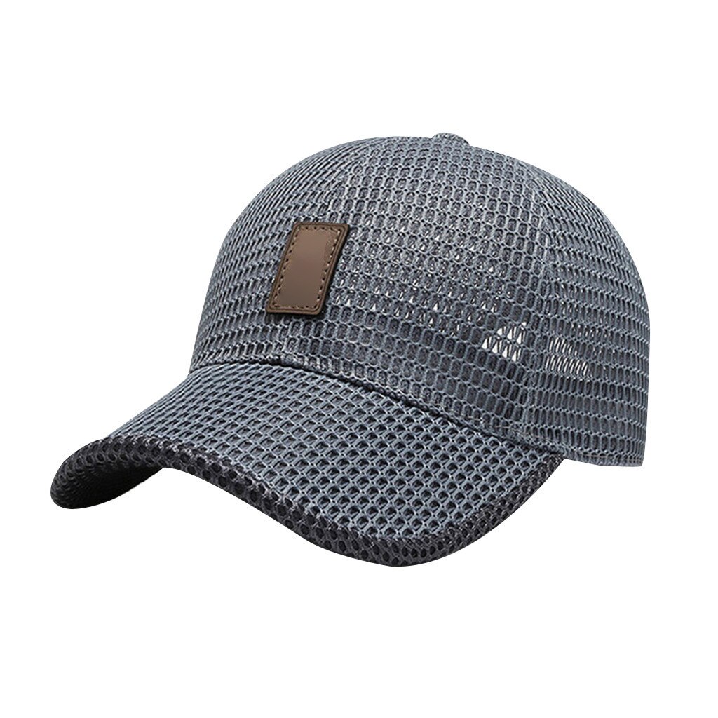 Summer Extended Eaves Full Mesh Baseball Cap Outdoor Breathable Shade Mesh Cap Adjustable Hat Women Men Straw Casual Hats: Gray