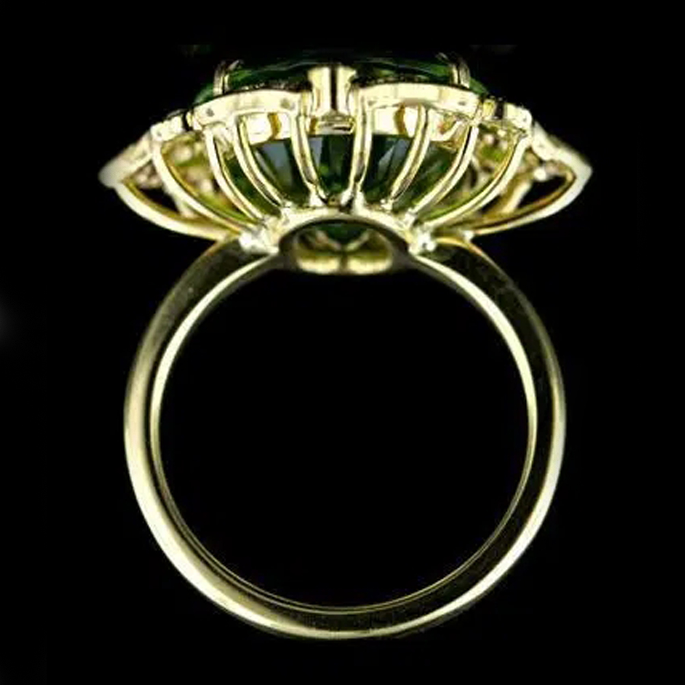 Huitan Heldere Groene Steen Vrouwen Ringen Voor Wedding Avond Party Bridal Vinger Ring Prachtige Cz Goud Kleur Trendy Sieraden