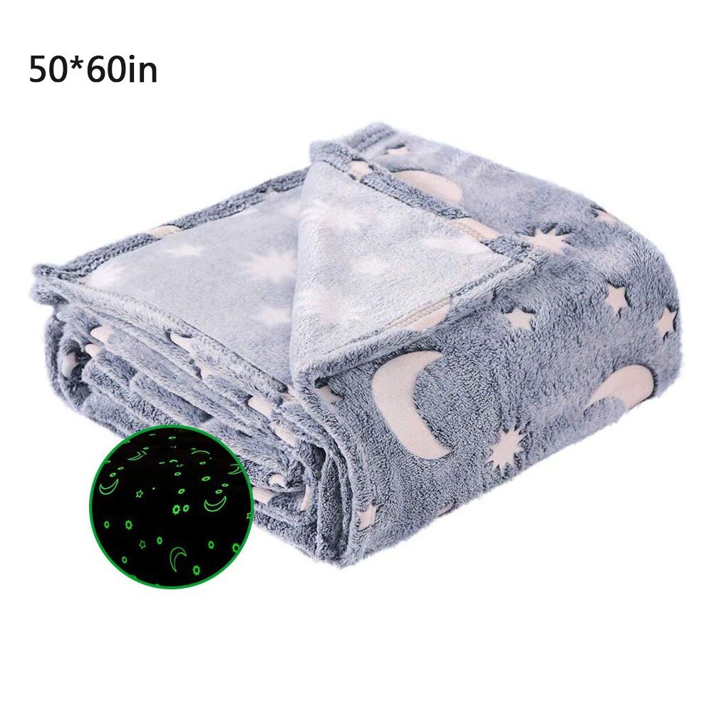 Luminous Warm Flannel Blankets Night Fluorescent Geometric Print Sheet Sofa Throw Bedspread For Children'S Nap Throw Blankets