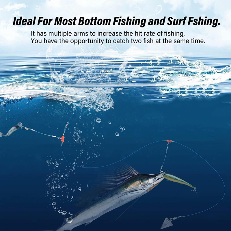 Leader Rig Blue Stainless Steel Fishing Rigs with Snap,High-Strength Fishing Leaders Saltwater-Perch Rigs for Fishing