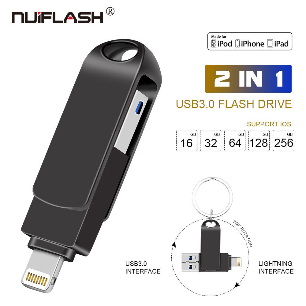 Metal Pen Drive for iPhone 128GB/256GB USB flash drive 64GB/32GB USB Stick Memory stick for ios device
