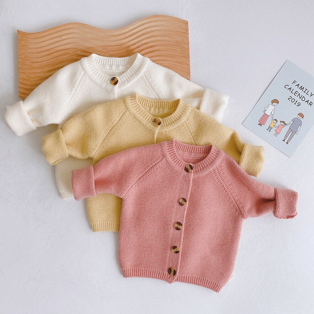 Hiver enfants tricot chandails coréenne tout-match de couleur unie pull bébé filles garçons Cardigan pull veste Bebe manteau