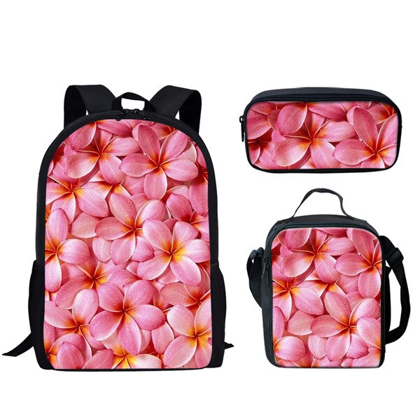 Forudesigns Mode Bloem Plumeria Gedrukt 3 Stks/set Kids Schooltassen Bloemen Rugzak Meisjes Casual Schooltassen Boek Mochila Kind: HMG1179CGK