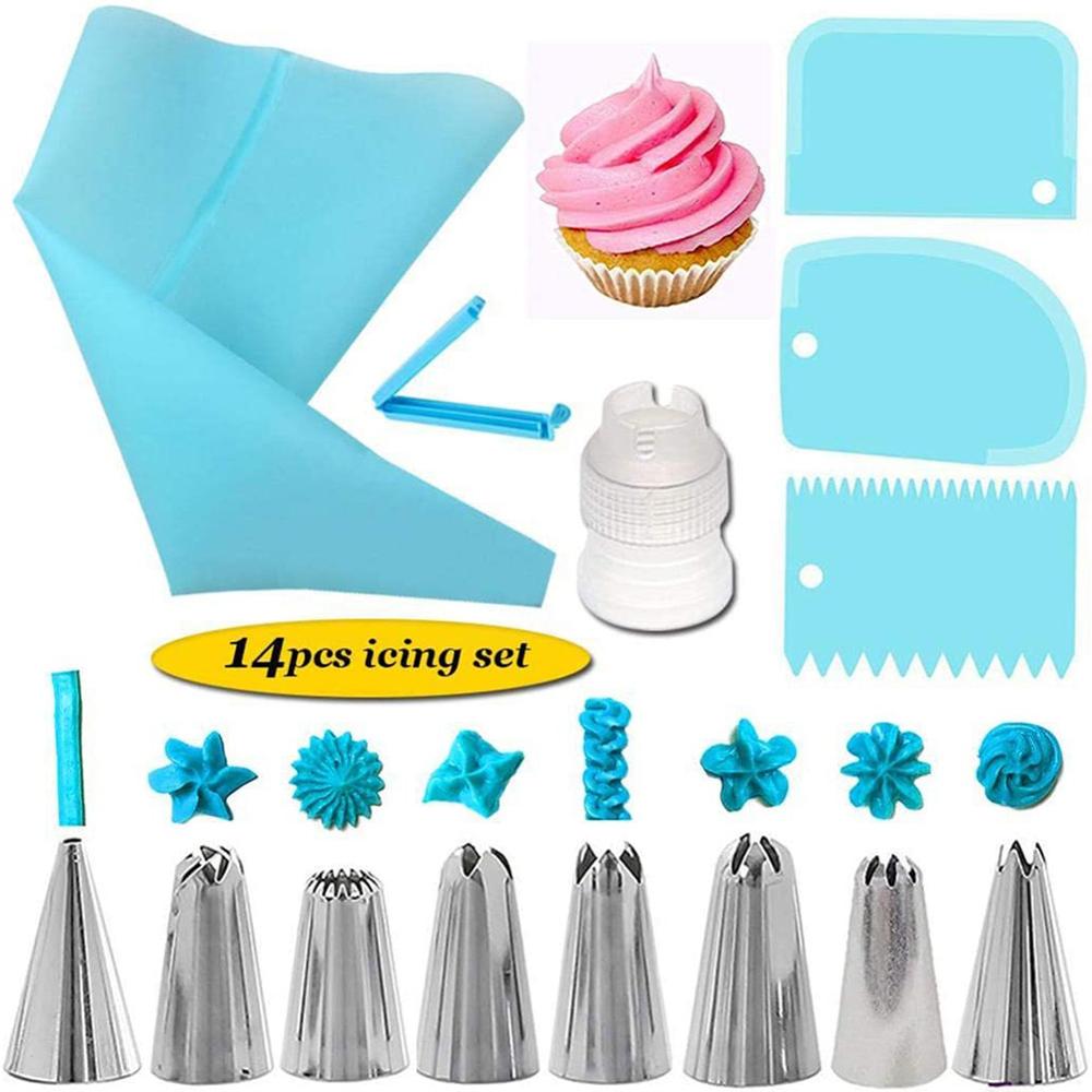 14/82 Pcs Cake Decorating Supplies Kits Piping Tips Baking Frosting Set Piping Flower Nozzles Skirt Icing Cupcake Bakes Tools