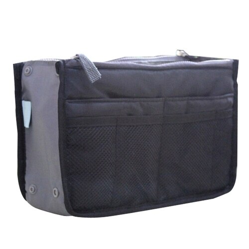 Organizer Insert Bag Women Nylon Travel Insert Organizer Handbag Purse Large Liner Lady Makeup Cosmetic Bag Female Tote: BK