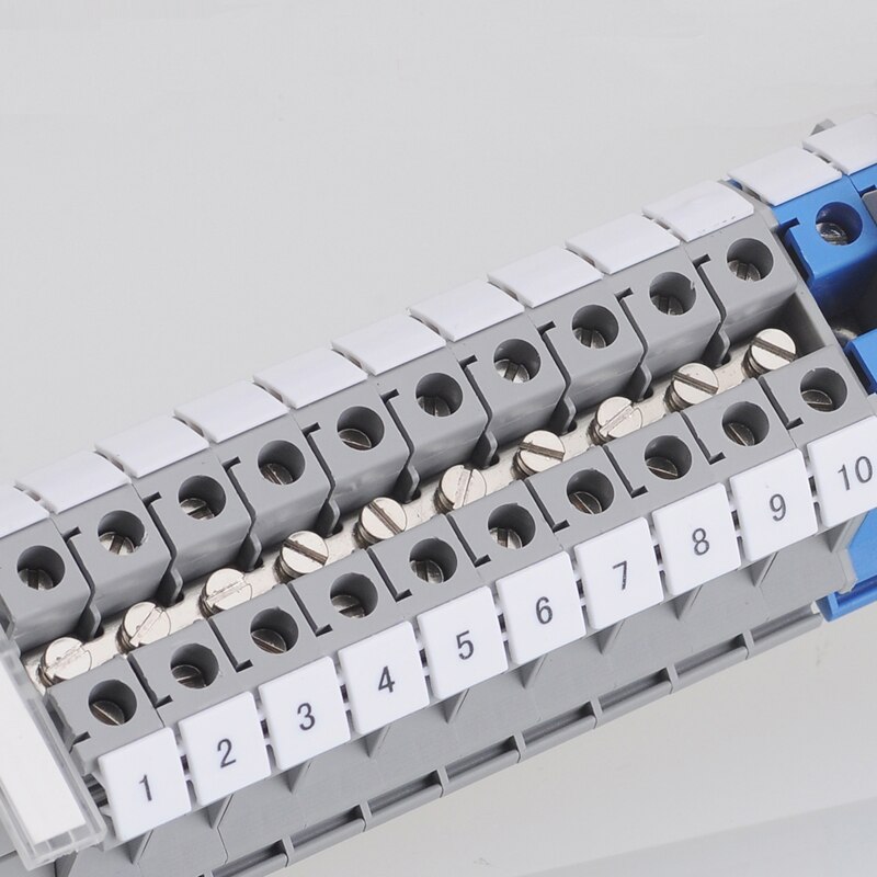 2Pcs FBI10-10 Central Short Circuit Connection Strip Din Rail Screw Terminal Block Wire Cable Connector UK10N Morsettiera Parts