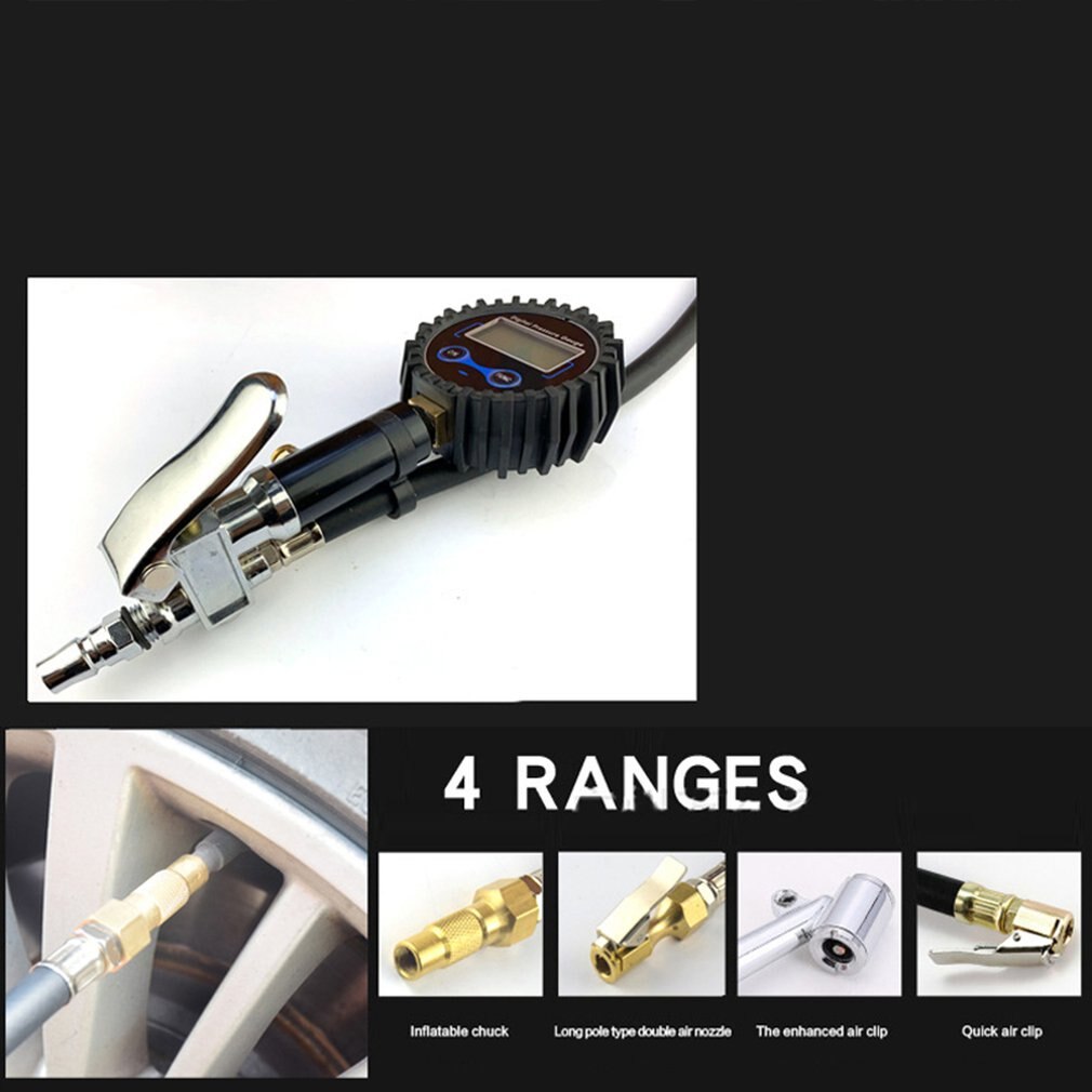 Car Tire Digital Pressure Tool Durable Digital Display Inflatable Tool Aluminum Alloy Pressure Dial Gauge