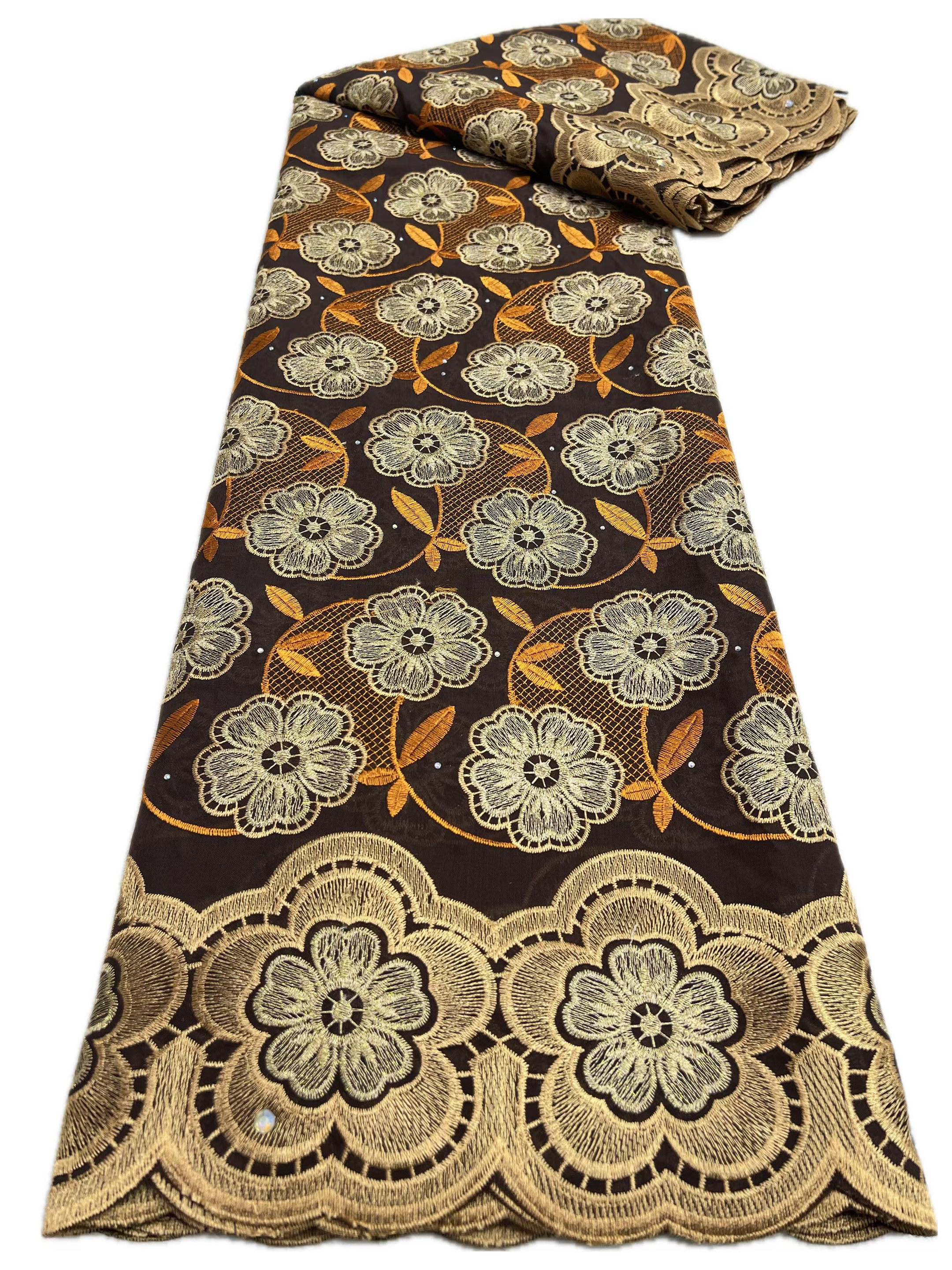 Tecidos de renda de algodão de cetim africano 2025 tecido de renda voile suíço de alta qualidade com pedras tecido de renda nigeriana para vestido: Azul profundo