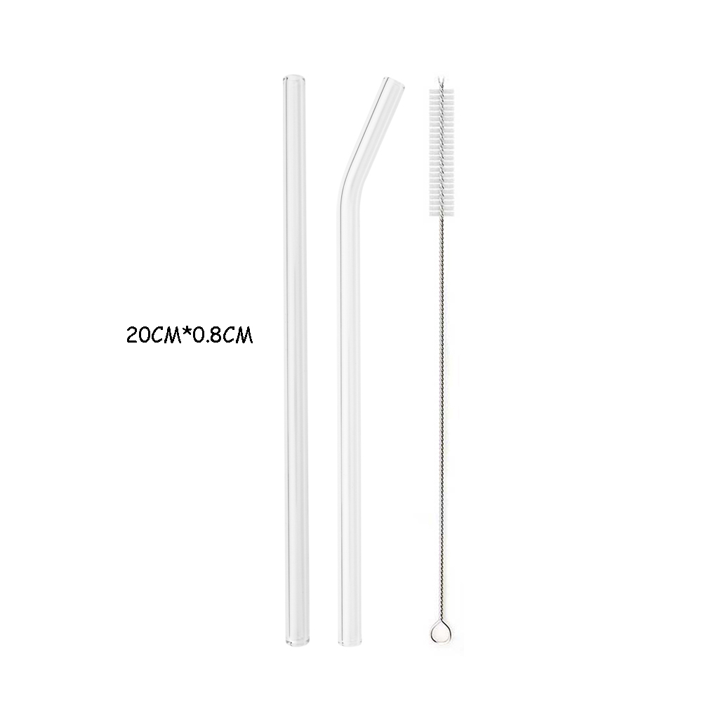 High Borosilicate Reusable Glass Straw Eco Friendly Drinking Straw Set for Smoothies Cocktails Bar Accessories Straws with Brush: 2Pcs Mix