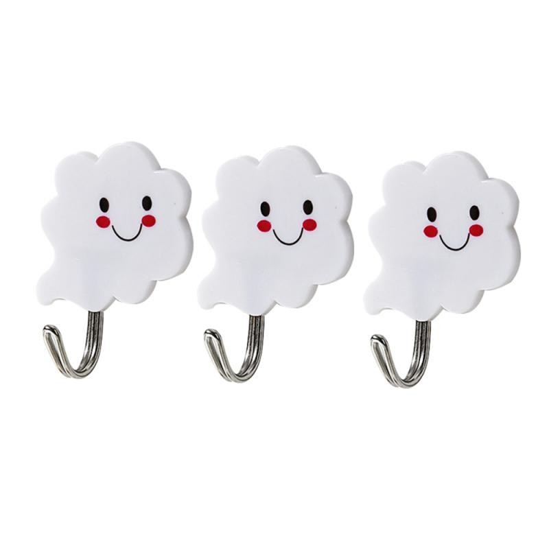 3Pcs Self-adhesive Hooks Bathroom Kitchen Clouds Hanger Stick On Wall Hanging Door Clothes Towel Holder Racks