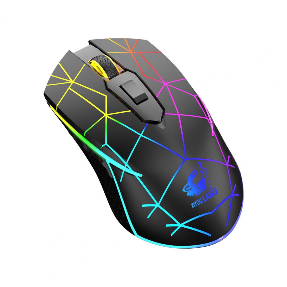 Desk Mouse Ergonomic Computer Mouse 6 Buttons Wide Application High 2.4G USB Charging Mechanical Gaming Mouse:  Black