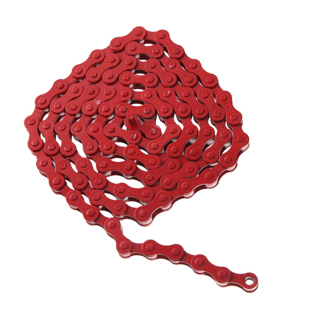 96 länkar röd cykelkedja fast växelspår bmx enkelväxlade kedjor 1/2 '  x 1/8 ' cykeltillbehör
