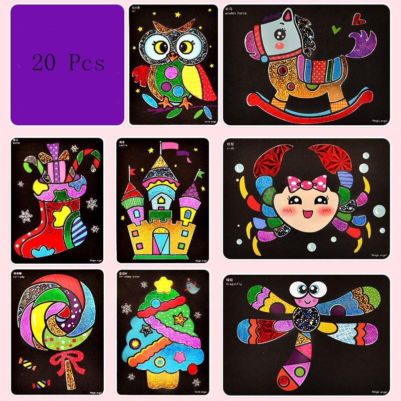 9/12/15/20Pcs Leuke Cartoon Diy Magic Transfer Wticker Transfer Schilderen Ambachten Voor Kinderen: 20 sheets