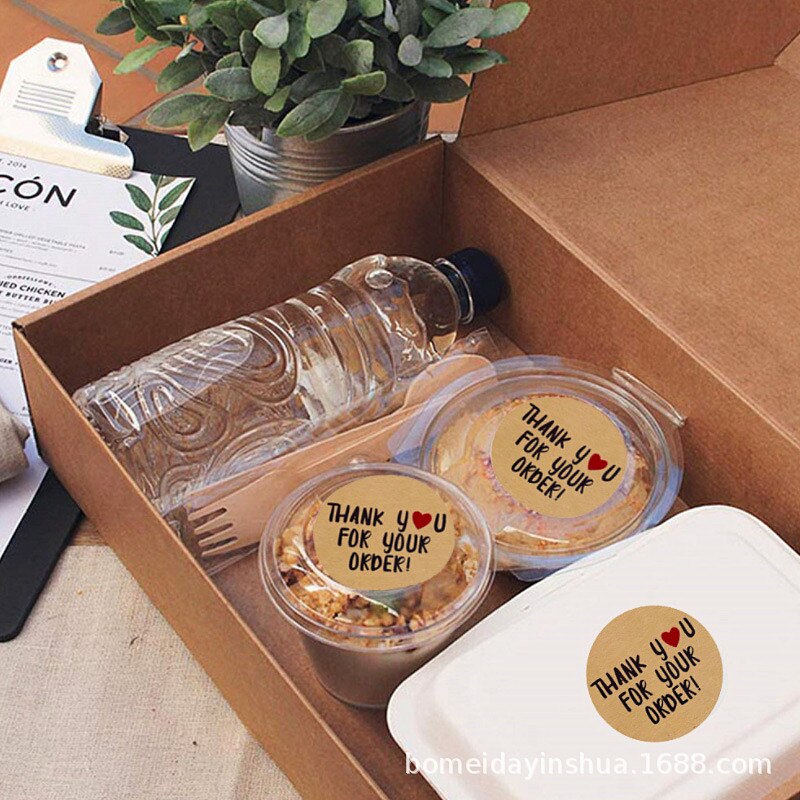 500 Pcs/lot Vintage "THANK YOU"Black Kraft Paper Labels Round and square Sticker Packaging Seal Baking Cards Tools 4 styles