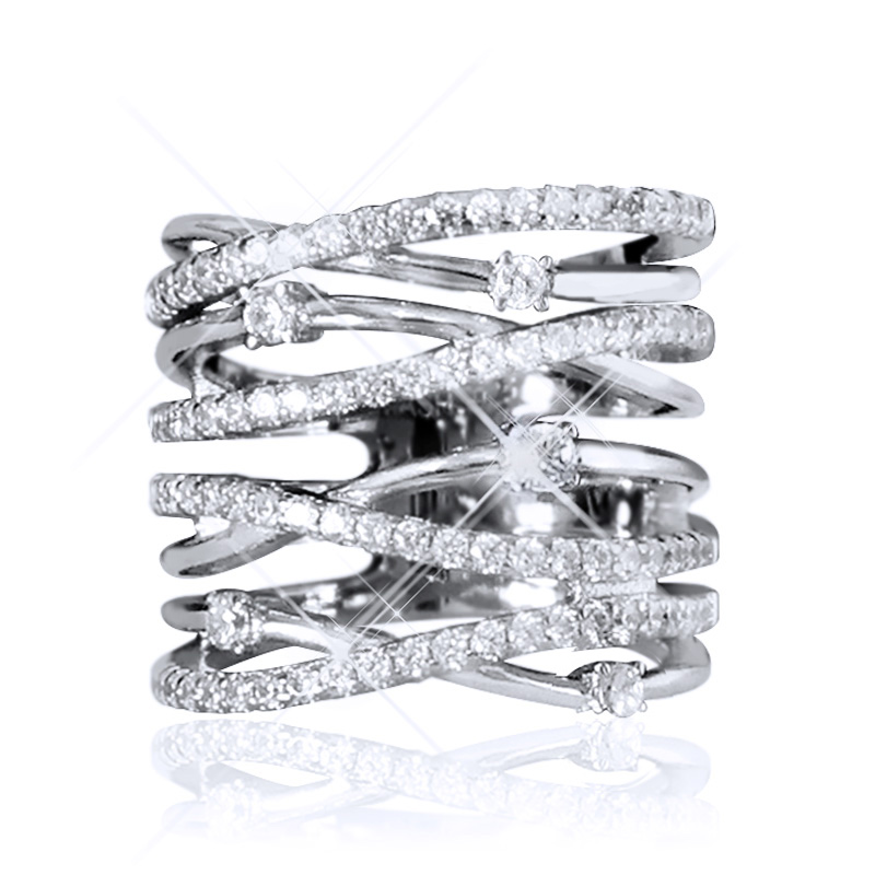 Caoshi lindos e elegantes anéis de festa de casamento com zircônia multicamadas, acessórios de dedo da moda de luxo feminino, joias delicadas