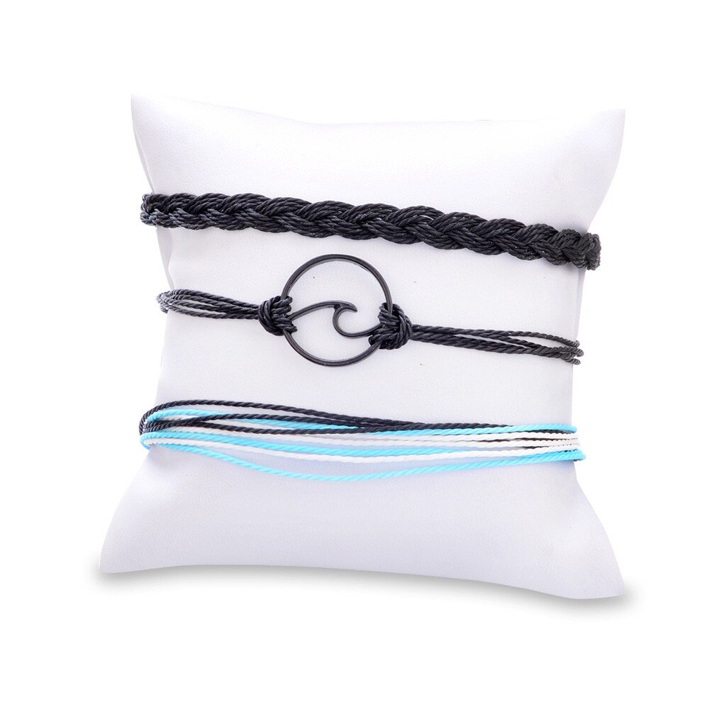 Tobilleras de ondas de plata Bohemia para mujer, 3 uds., joyería para el tobillo
