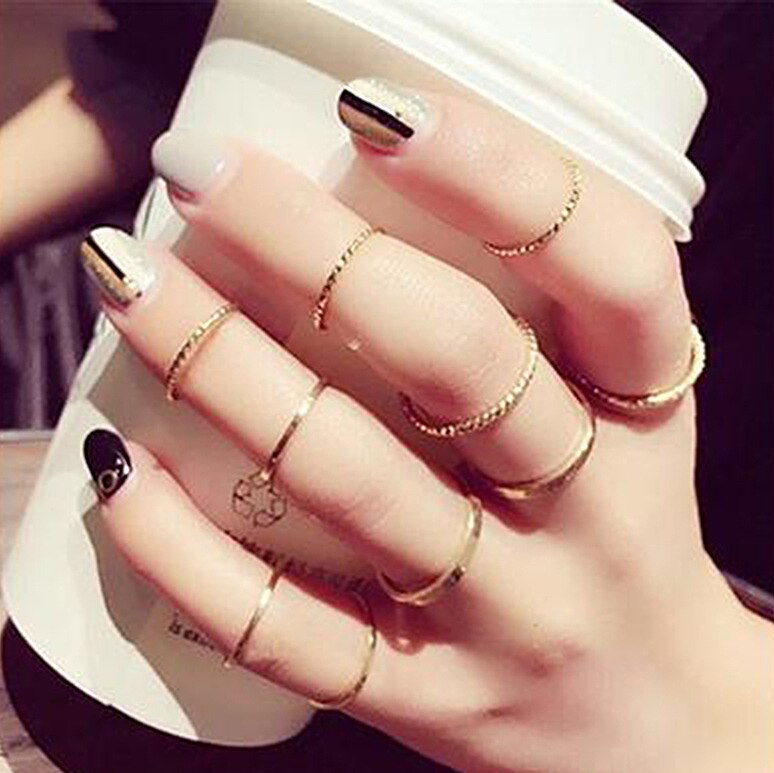 matching rings for women gold plated jewelry snake ring set anillo bague femme anillos slytherin emo accessories: 13