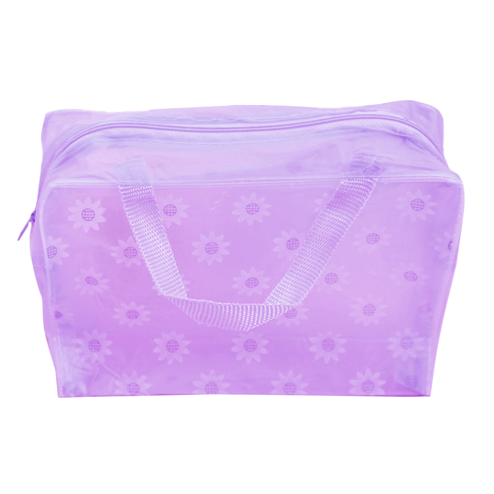 Transparent Travel Floral Print Bathing Pouch Makeup Storage Bag Sundries Organizer Waterproof Pocket Zipper Handheld