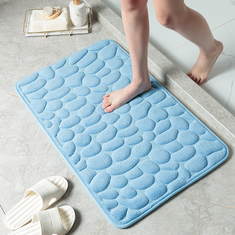 Alfombra de baño con relieve de adoquines, alfombras antideslizantes en lavabo, alfombra de suelo lateral para bañera, felpudo para cuarto de ducha, almohadilla de espuma viscoelástica: Rojo