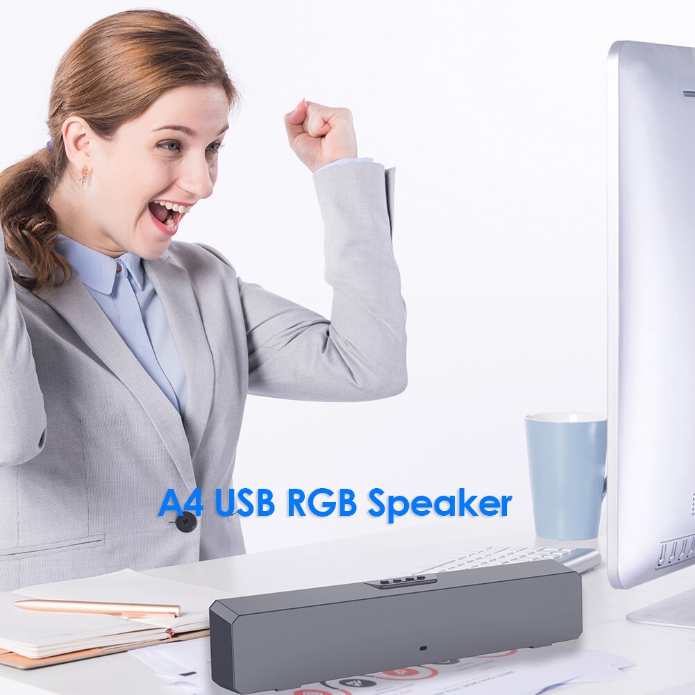 A4 6W Rgb Usb Wired Sound Bar Audio Speaker Multimedia Luidspreker Voor Pc Home Theater Tv Stereo Surround Luidspreker