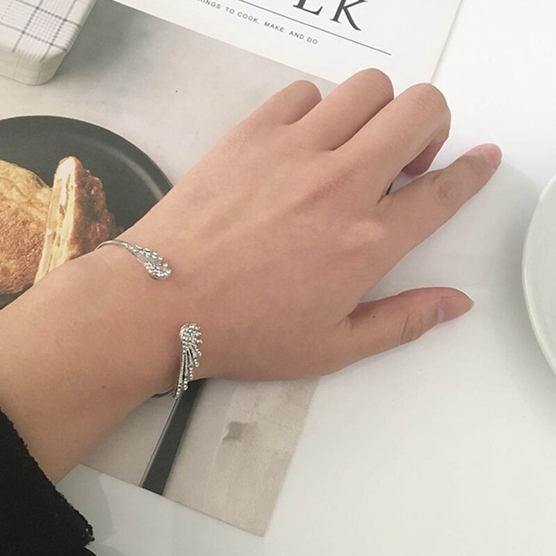 Engel Flügel Armband Einstellbar Frau Schmuck Offene Armband Vergoldet Kristall