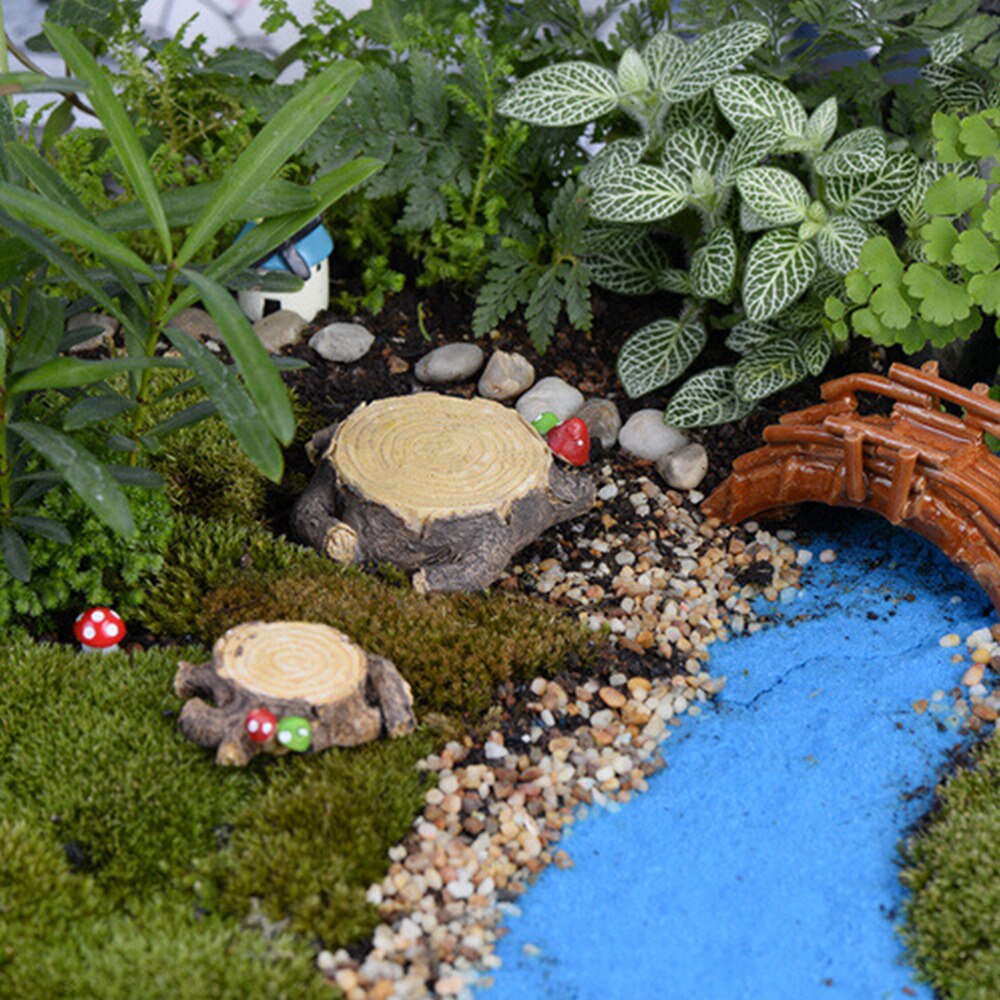 2 storlekar harts hantverk stubbe mikro landskap liten prydnad landskap bonsai trädgårdstillbehör för heminredning