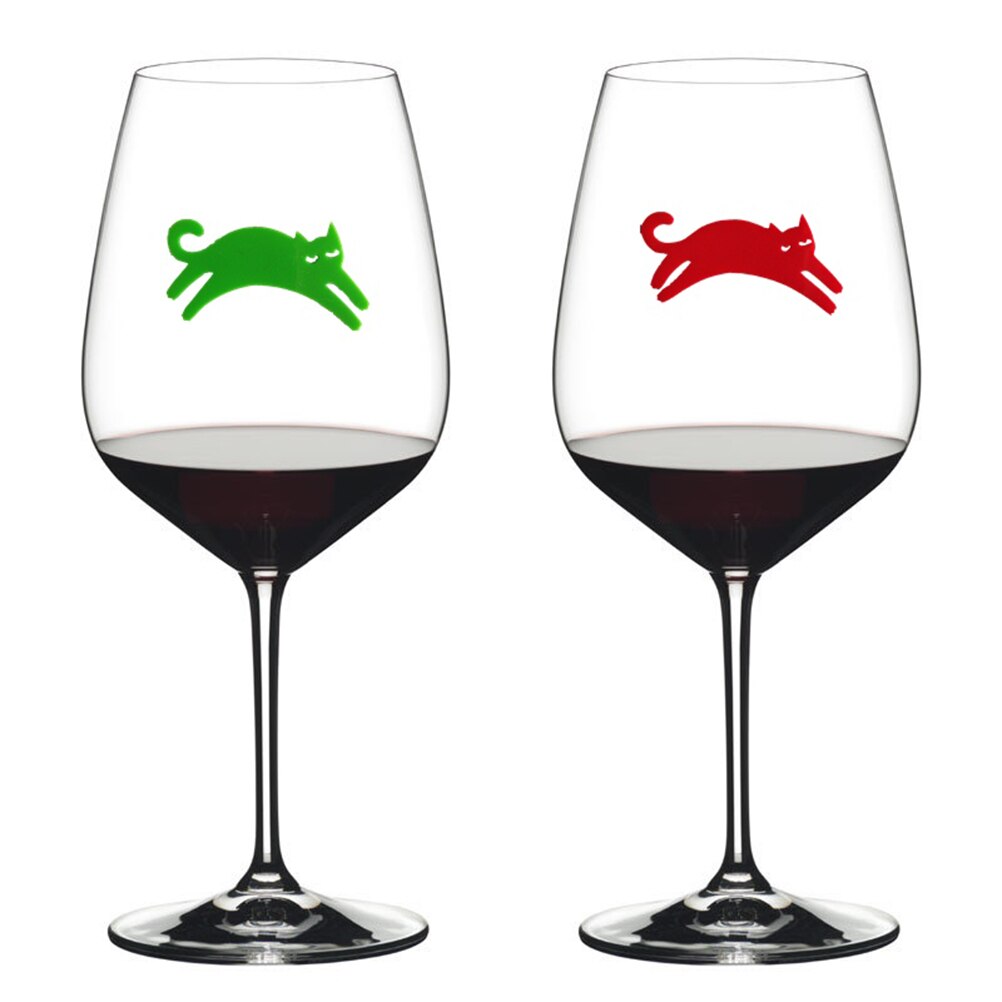 Marcadores de silicona para copa de vino, identificador de vino con forma de gato y perro salchicha, signo de copa para beber, 12 Uds., A50
