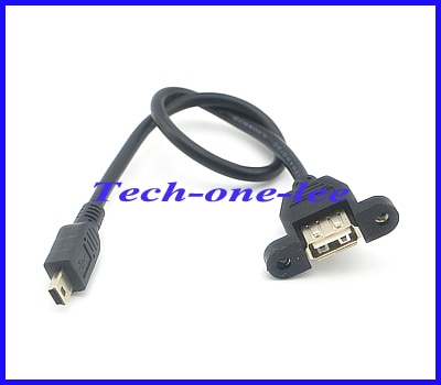 USB Een Vrouwelijke Panel Mount Schroef gaten Om Mini 5 P Mannelijke Uitbreiding USB-A F Naar Mini usb M Connector 5pin Adapter Kabel
