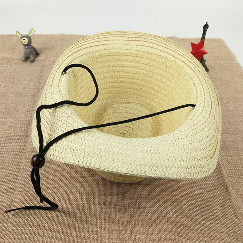 Outdoor Children's Jazz Cowboy Hat Summer Straw Hat Boys And Girls Five-pointed Star Patch Sun Hat Cute Children's Beach Visor