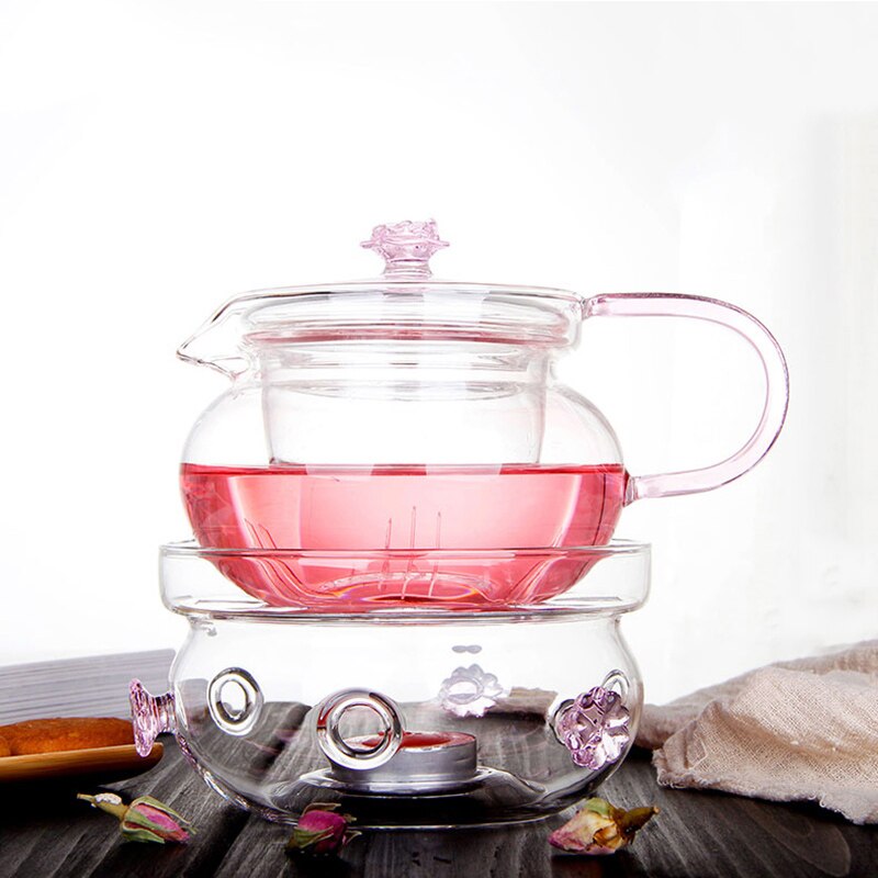 Kort modern värmebeständig förtjockning tekanna i glas värmebas ljus kokt tevärmare kaffe mjölkvärmare spis te tillbehör
