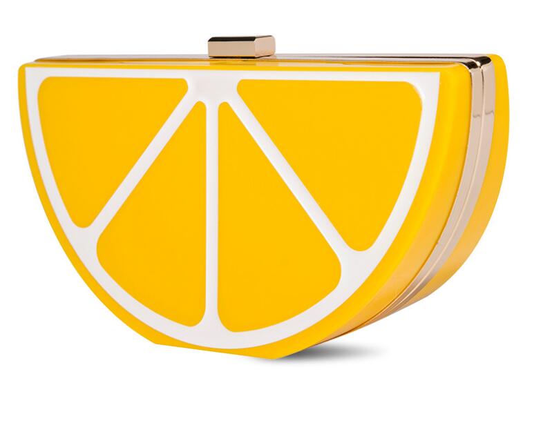 Bolso de noche especial para mujer, pochette de acrílico con de sandía, limón, fruta, lazo, bolso de noche pequeño, con retazos, Blosa D0234