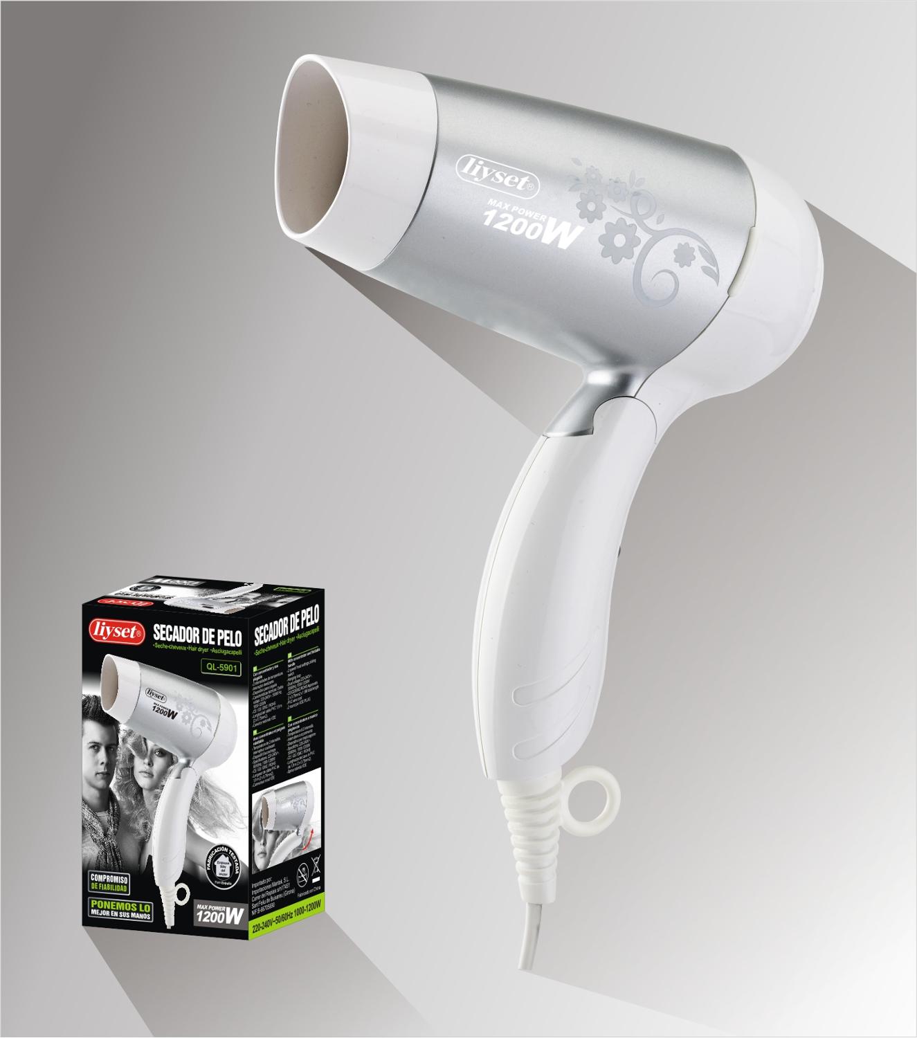 Liyset secador de pelo para peluquería y peluquería de 1600/1200w con enchufe europeo, secador de pelo con potencia Real de 2300w, secador de pelo para salón: 72192-1200w