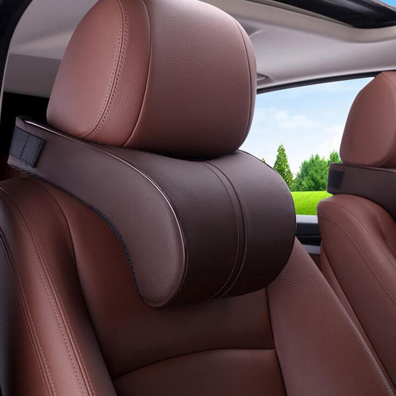 PU Leather Auto Car Neck Pillow Memory Foam car pillow Neck Rest Seat Headrest Cushion Pad