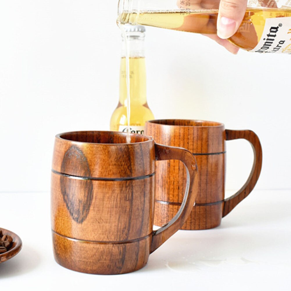 Drinking Cup Wooden Beer Mugs Coffee Cup Camping Mugs Craft Beer Glasses Wood Tankard Milk Tea Natural Materials Cup