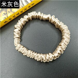 Free shippping women sweet small pure silk hair scrunchies cute gum OL basic Hair Tie Ponytail Holder: BeigeGrey