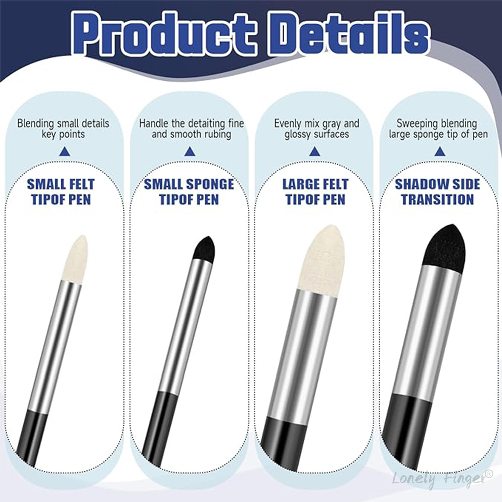 24 Stuks Kunstenaar Mengen Spons Pen 2 Maten Tweekoppige Wasbare Wrijven Spons Borstel Schets Veeg Tekening Art Tool voor Studenten