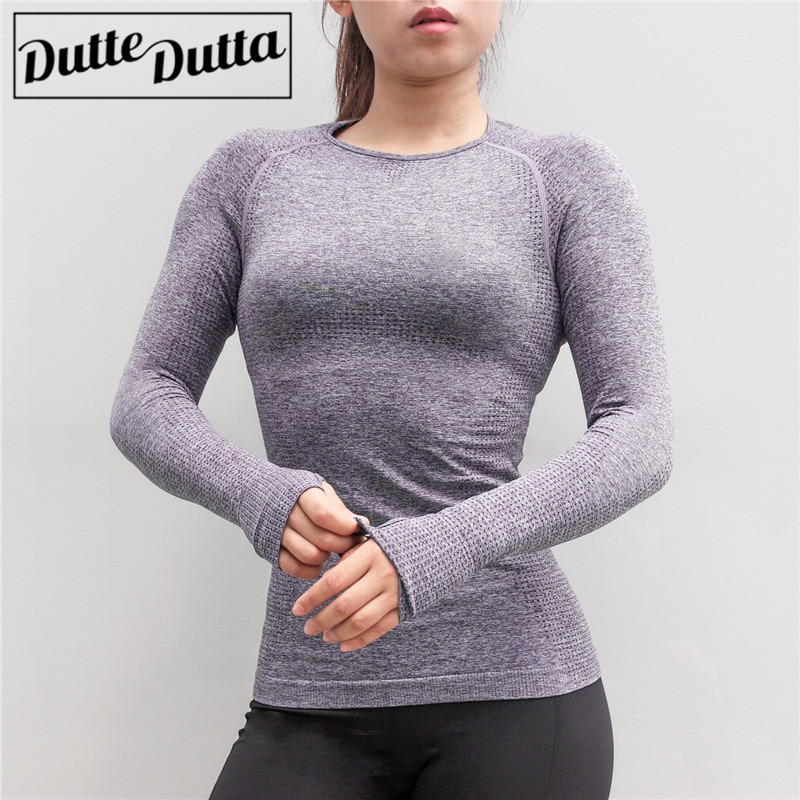 Camiseta deportiva de manga larga sin costuras con agujero pulgar ropa deportiva para mujer ropa de gimnasio camisetas de entrenamiento ropa de Yoga femenina