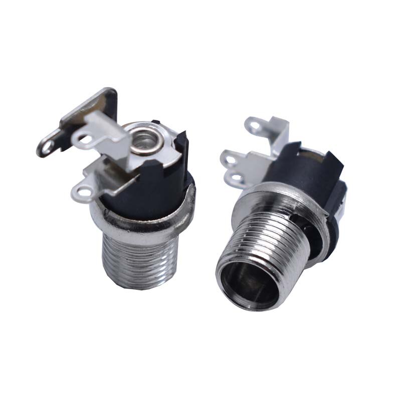 10 Pièces Connecteurs DC-025M Jack Femelle 5.5mm - Pour Montage Sur Panneau - Diamètres 2.1mm Et 2.5mm - Avec écrous