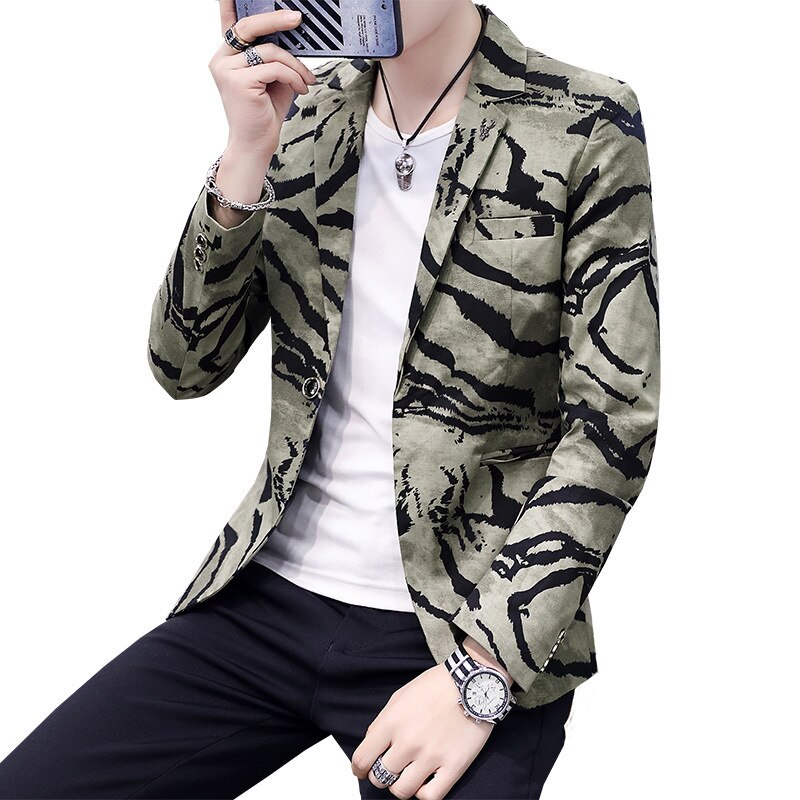 Blazer décontracté à paillettes pour homme, vêtement de printemps et d'été , robe Slim en velours, style Camouflage