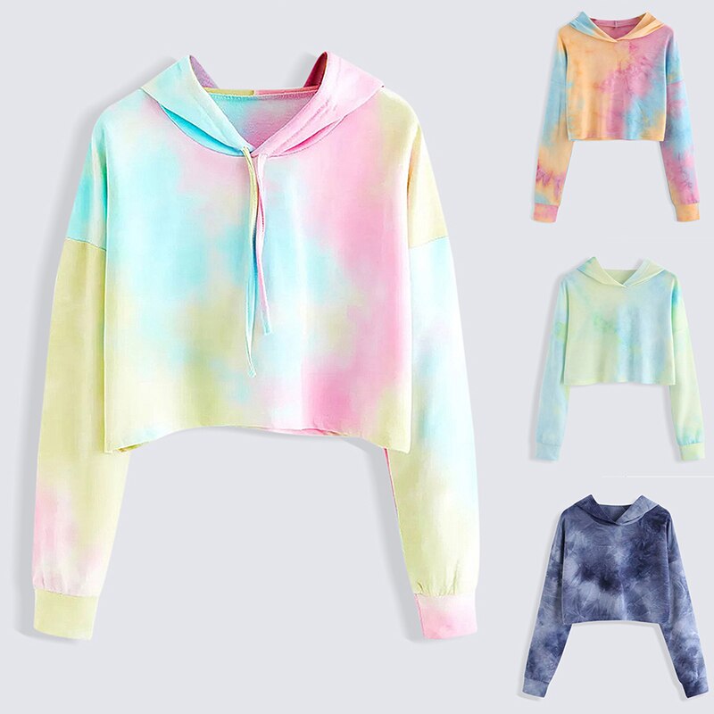 Mujeres Tie Dye sudaderas con capucha ropa Oversized estampado de manga larga con capucha Tops coreana suelta Pullover mujer Casual sudadera