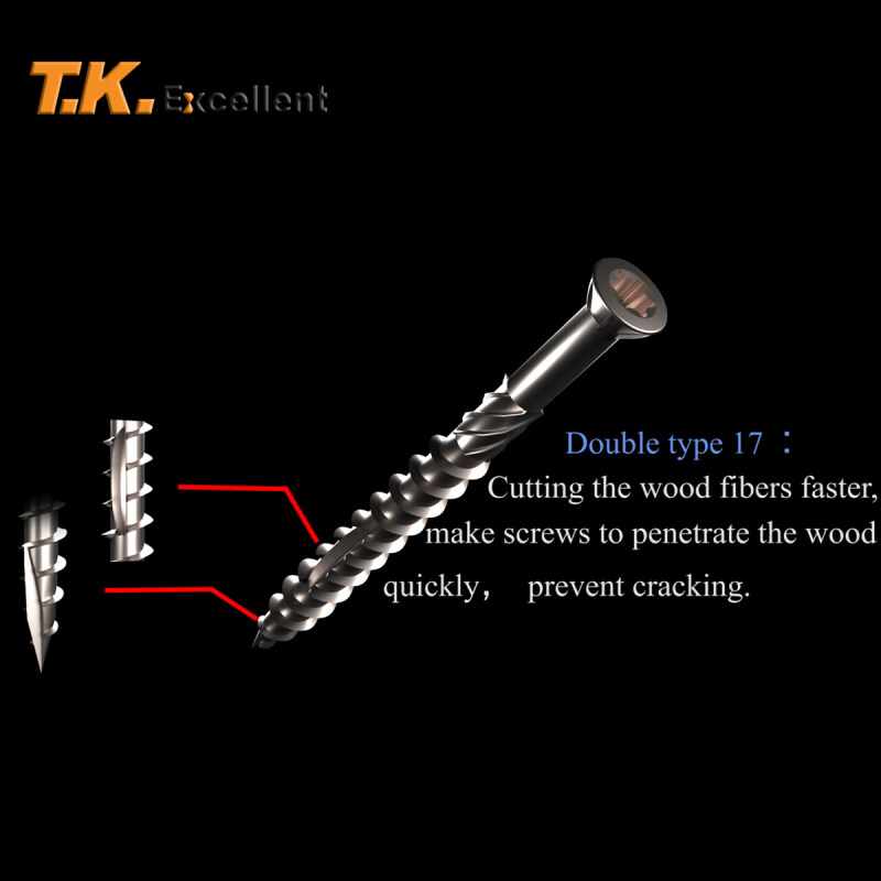 50/60/70/80mm Torx Slot Knurled Type Screw 410 Stainless Steel Wood Deck Screws Self Tapping Screw for Driving Skru Tapping