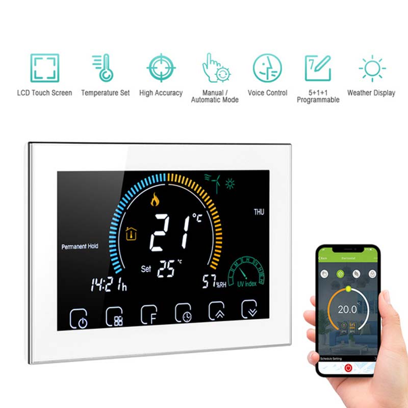 ℃/)Termostato programmabile intelligente Wi-Fi commutabile controllo APP vocale retroilluminazione LCD acqua/Gas caldaia termoregolatore riscaldamento