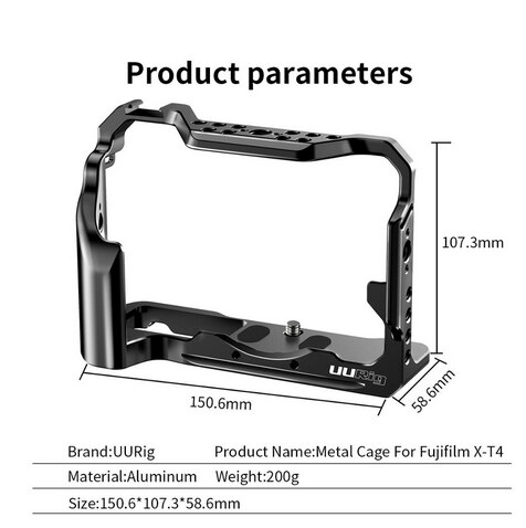 UURig C-XT4 jaula de Metallo para FUJIFILM X-T4 XT4 Soporte cámara múltiples orificios rosca jaula completa montaje Zapata fría