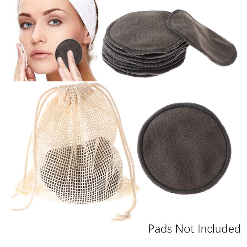 Ansigtsmakeupfjerner puder mesh taske ansigtsrens puff pads taske genanvendelig vaskbar kosmetisk snøre opbevaringstaske