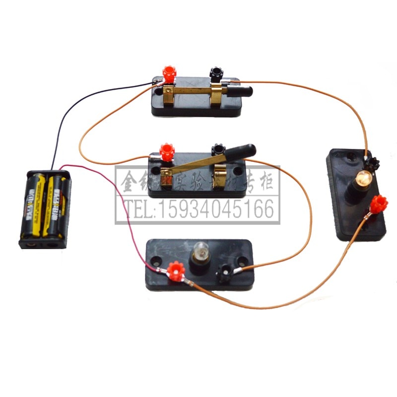 Pupils series-parallel circuit switch battery box bulb socket circuit entry required Physics lab equipment tools