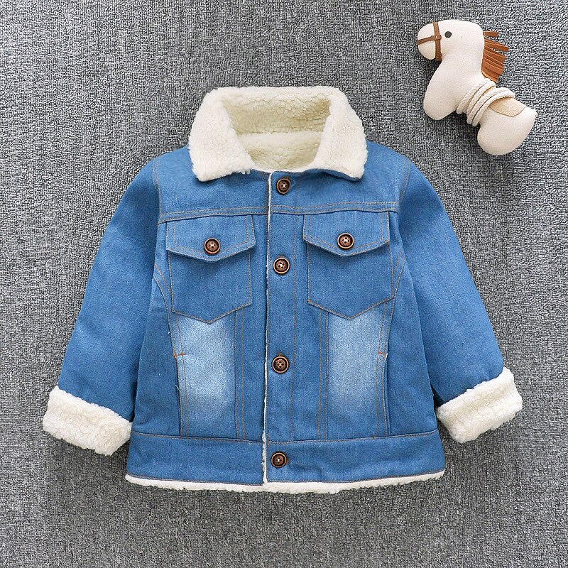 bébé garçons filles Denim veste enfant en bas âge enfants hiver épais vêtements d'extérieur jean manteau enfants automne coton vêtements: light blue / 18M