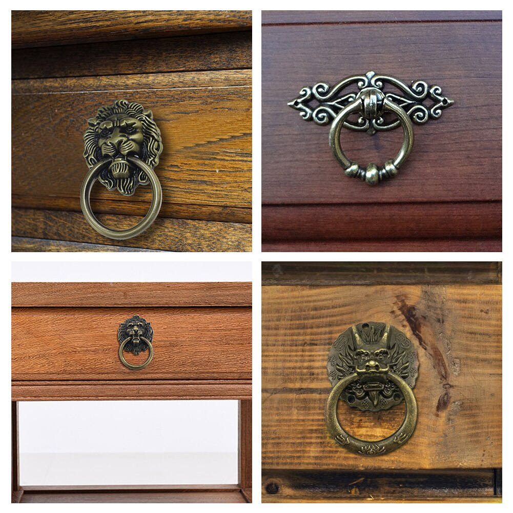 Tête de Dragon tête de Lion tiroir armoire Vintage porte tirer poignée commode tiroir boutons anneau meubles matériel poignée rétro Dragon