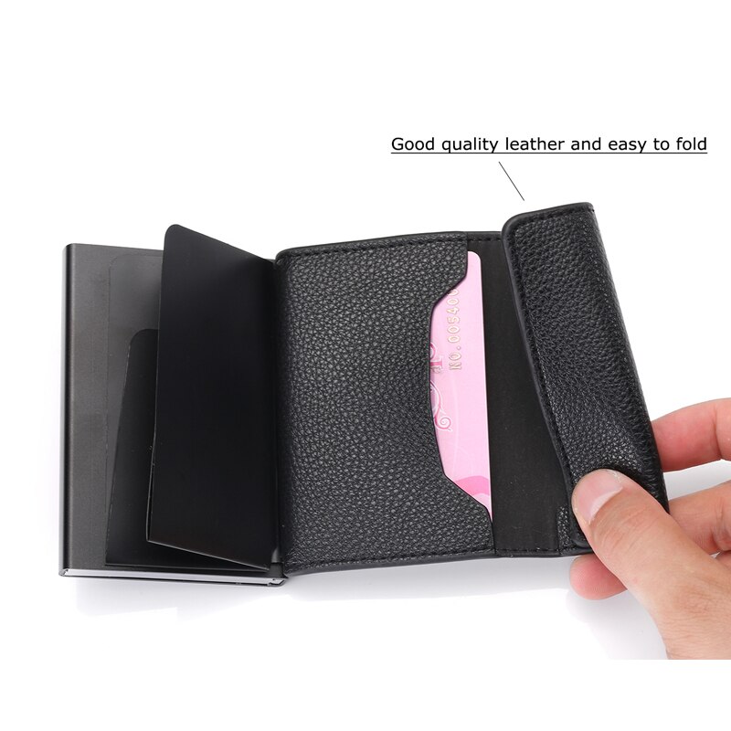 Zovyvol Rfid Kaarthouder Minimalistische Portemonnee Kaart Pakket Mannen Business Id Card Cases Bag Stijl zwart