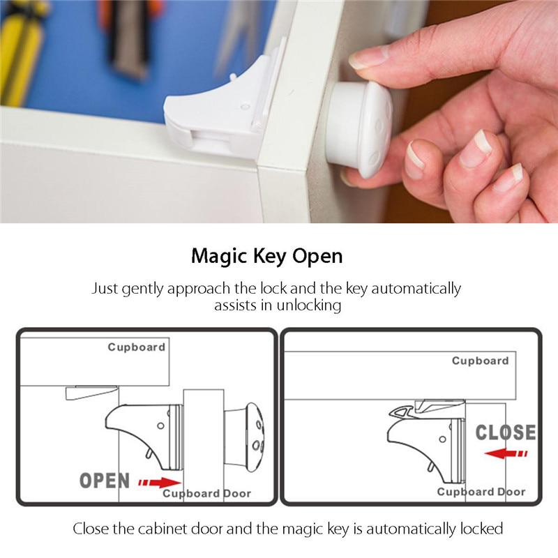 1key 2 locks Magnetic Child Lock Baby Safety Baby Protections Cabinet Door Lock Kids Drawer Locker Security Invisible Locks