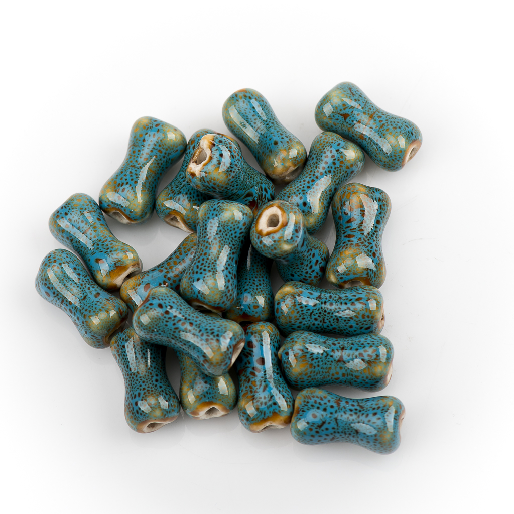 Cuentas de cerámica en forma de hueso para fabricación de joyas, materiales para pulsera y collar, 20 piezas, MY416, 19 #: Azul cielo